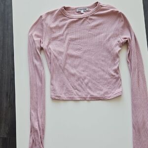 Cotton Citizen Pink Ribbed Long Sleeve Top